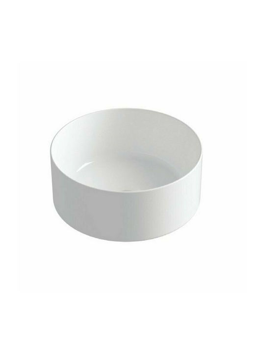 Olympia Open Round 01 Countertop Sink Porcelain 40x40x17cm White