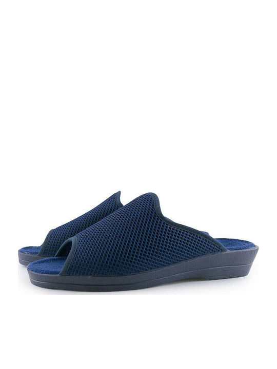 4204 Terry Women's Winter Slippers with Open Toe Navy Blue