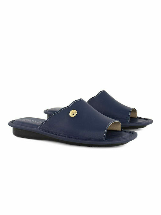 Castor Anatomic 5517 Anatomic Leather Women's Slippers In Navy Blue Colour