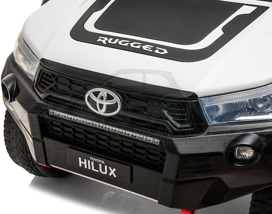 Toyota Hilux Doppelsitzer mit Fernbedienung Lizensiert 12 Volt Weiß Für 1+ Jahre
