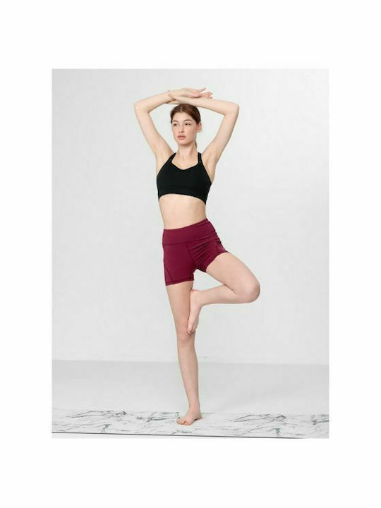 4F Women's Yoga Legging Shorts High Waisted Burgundy