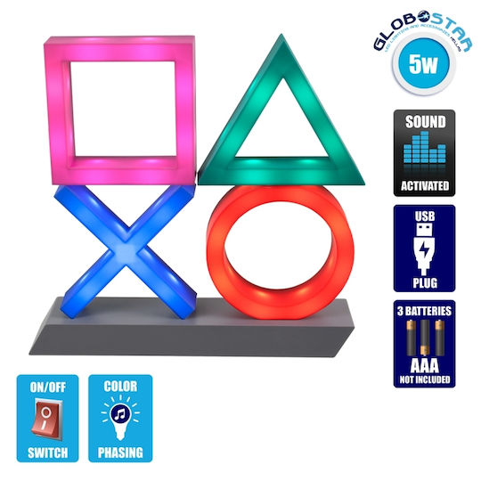 GloboStar Led Kids Decorative Lamp Playstation Multicolour 30.5x6x29.5εκ. GloboStar Led Kids Decorative Lamp Playstation Multicolour 30.5x6x29.5εκ.