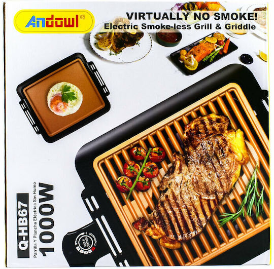 Andowl Tabletop Electric Grill Grill 1000W Inox