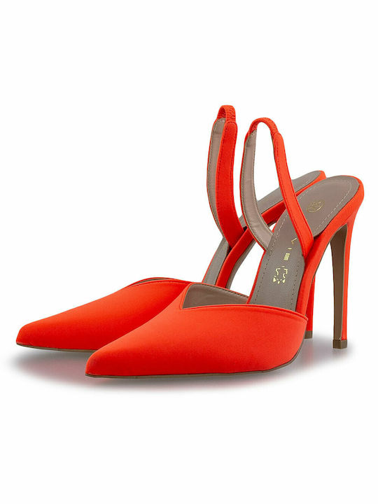 Envie Shoes Pointed Toe Orange Heels