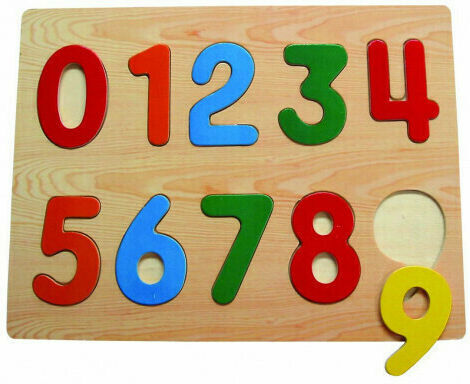 Wooden Kids Peg Puzzle Numbers Colored for 2+ Years 10pcs Anelixi