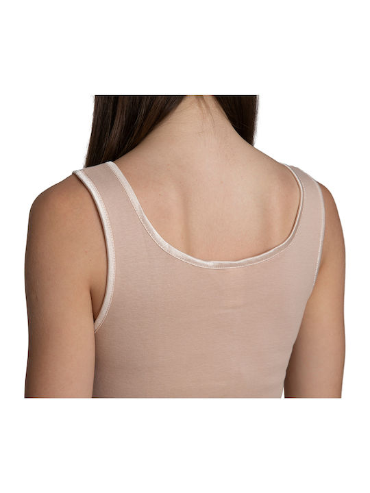 Tricou Fără Mâneci Din Bumbac Bej Pentru Femei