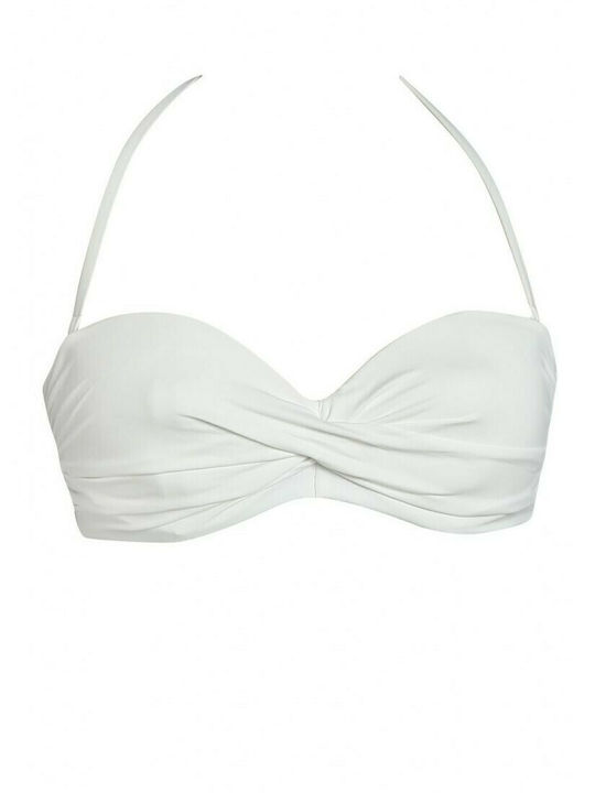 Padded Underwire Bikini Bra with Detachable & Adjustable Straps White