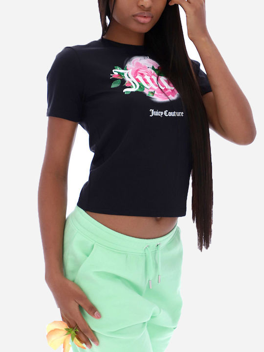 Γυναικείο T-shirt Floral Μαύρο