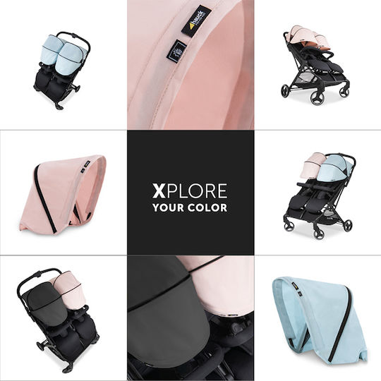 Hauck Swift X Duo Adjustable Double Stroller Suitable for Newborn Black 12.3kg