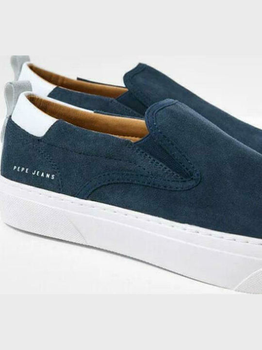 Ανατομικά Δερμάτινα Ανδρικά Slip-On Μπλε