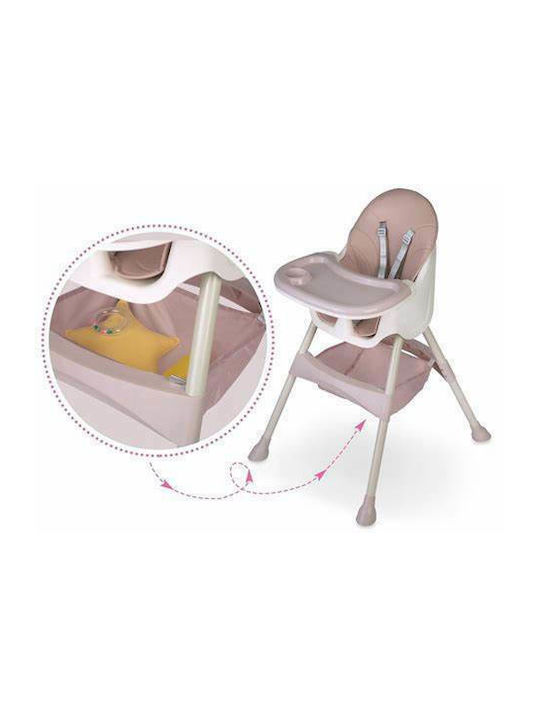 Ricokids Milo Klappbarer Baby Hochstuhl 3 in 1 mit Höhenverstellbar Rosa