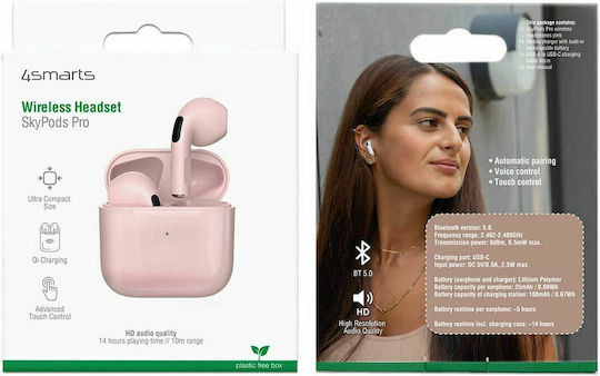 4Smarts SkyPods Pro Earbud Bluetooth Handsfree Earphones with Charging Case Pink