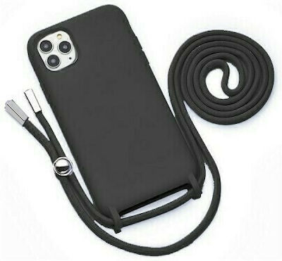 Senso Color Cord Silicone Back Cover with Strap Black (iPhone 12 Pro Max)