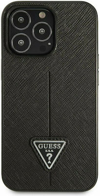 Guess Saffiano Triangle Logo Plastic Back Cover Black (iPhone 13 Pro)