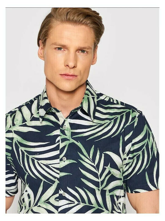 Short-sleeved Linen Shirt Floral Multicolour