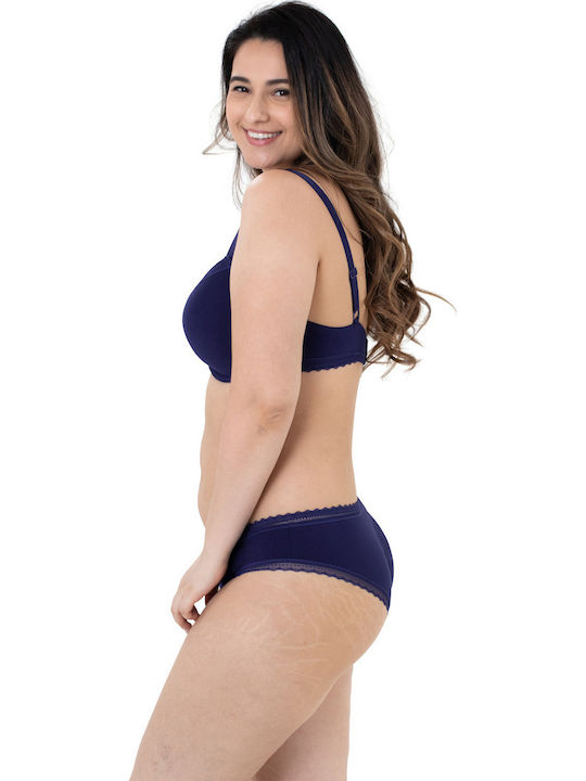 Demi Curves Bra with Light Padding Underwire Pink/Blue
