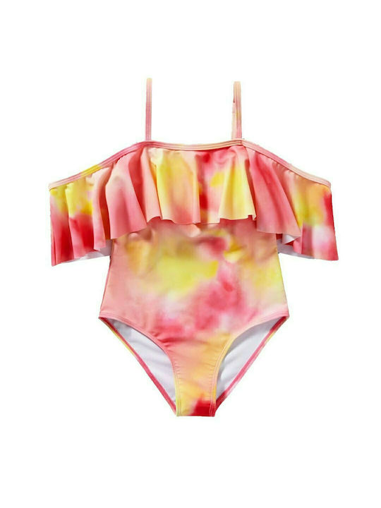 One-piece swimsuit for girls - Red and yellow