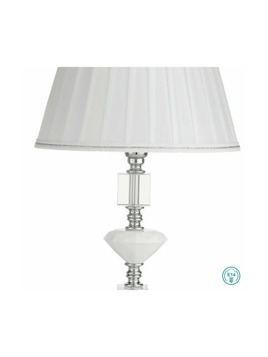 Ondaluce Crystal Table Lamp for Socket E14 with White Shade and Base