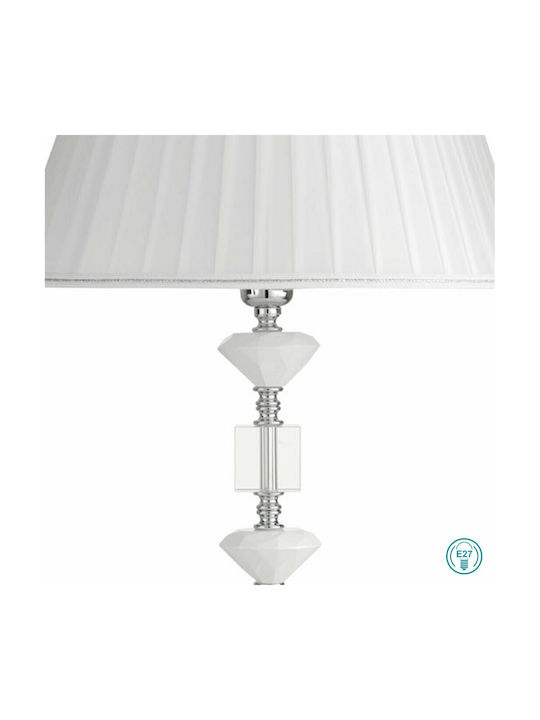 Ondaluce Crystal Table Lamp for Socket E27 with White Shade and Base