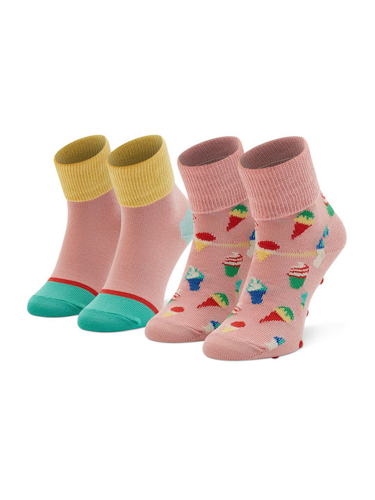 Happy Socks Girls 2 Pack Knee-High Socks Pink