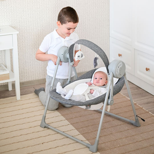 Lorelli Elektrisch Baby Relax Schaukel Twinkle mit Musik und Vibration Beige Rhino für Kind bis 9kg