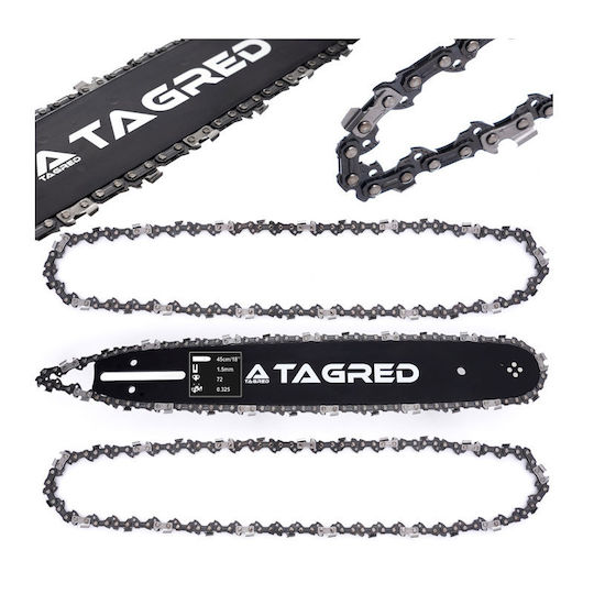 Tagred TA1154 Set lame și lanț pentru drujbe 45cm (18") cu Pas .325", Grosimea dintelui .058"-1.5mm & Numărul de dini 72E