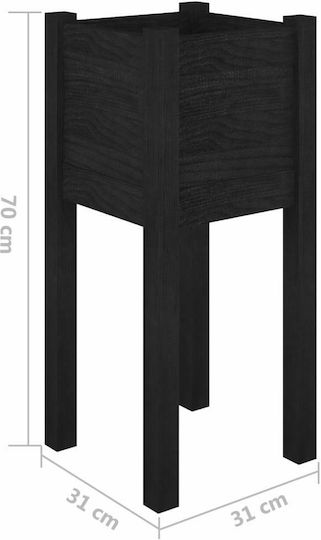 vidaXL Γλάστρα Ξύλινη Μαύρη 31x31x70εκ.