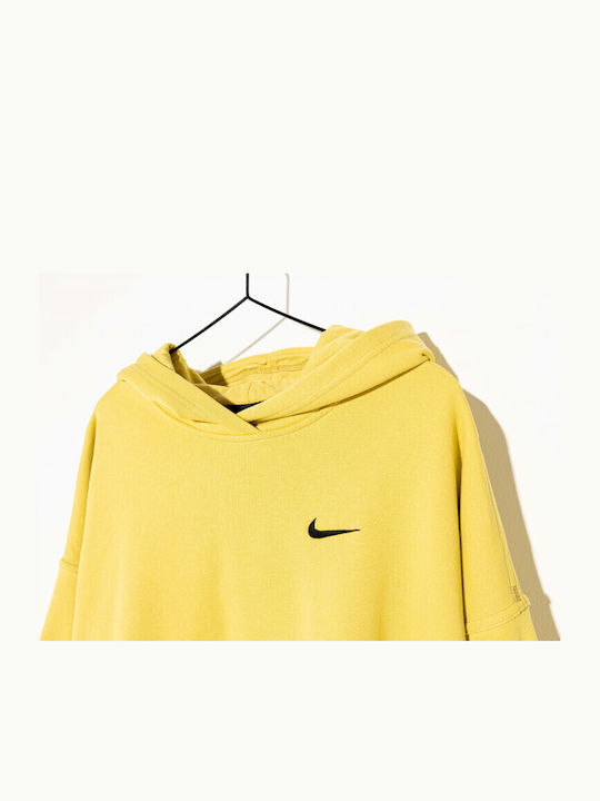 SWOOSH Μακρύ Γυναικείο Φούτερ με Κουκούλα Κίτρινο