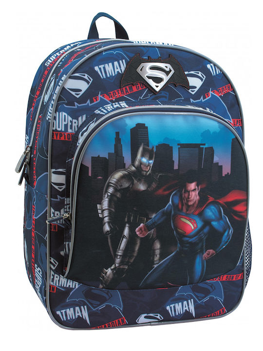 Graffiti Batman Vs Superman School Bag Backpack Elementary, Elementary in Blue color