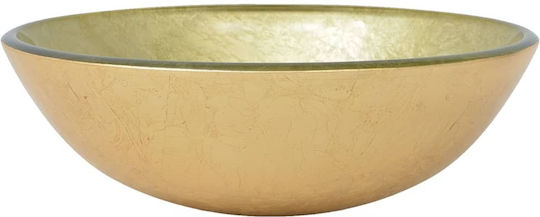 vidaXL Deasupra Blatului Chiuvetă Sticlă 42x42x14cm Auriu