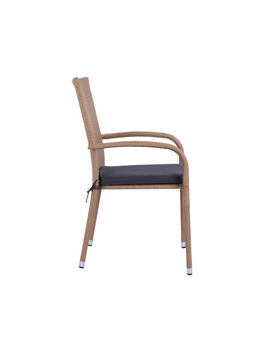 Scaun de exterior Rattan Maro cu pernă 56x60x94cm