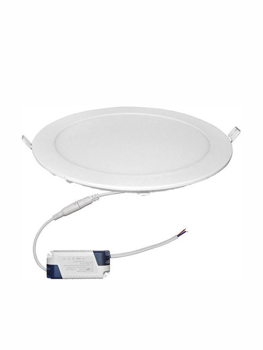 Adeleq Στρογγυλό Χωνευτό LED Panel 25W με Ψυχρό Λευκό Φως 6300K 30εκ.