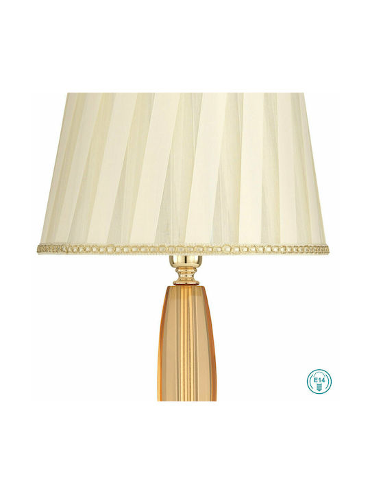 Ondaluce Cecilia Glass Table Lamp for Socket E14 with White Shade and Gold Base