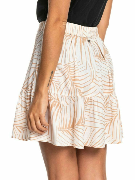 Creative Moon Hoch tailliert Mini Rock Blumen Weiß