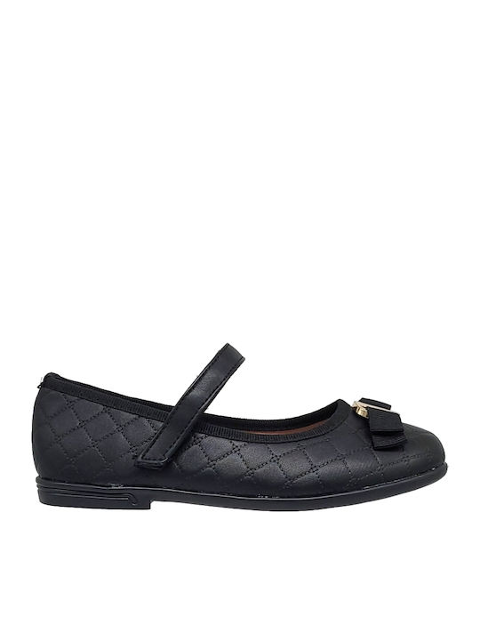 Kids Ballerinas 12-116 with Hoop & Loop Closure Black