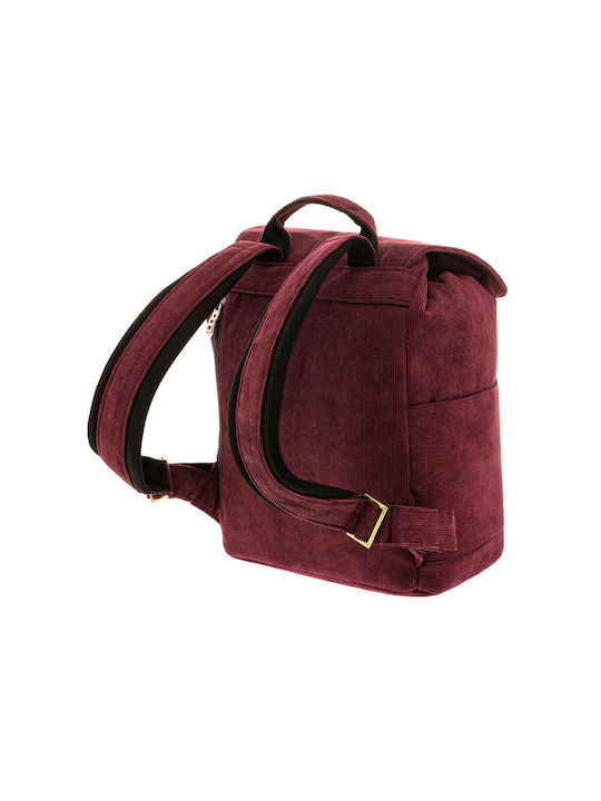 Polo Fabric Backpack with USB Port Burgundy 10lt