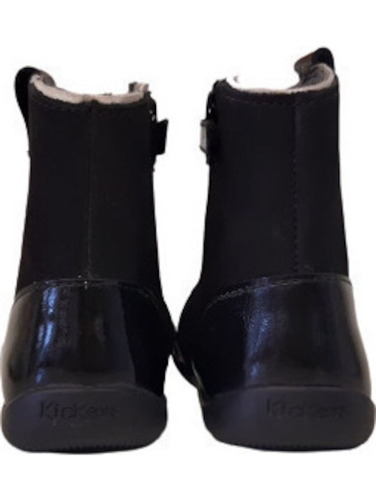 Biboots Ανατομικά Δερμάτινα Παιδικά Μποτάκια με Φερμουάρ Μαύρα
