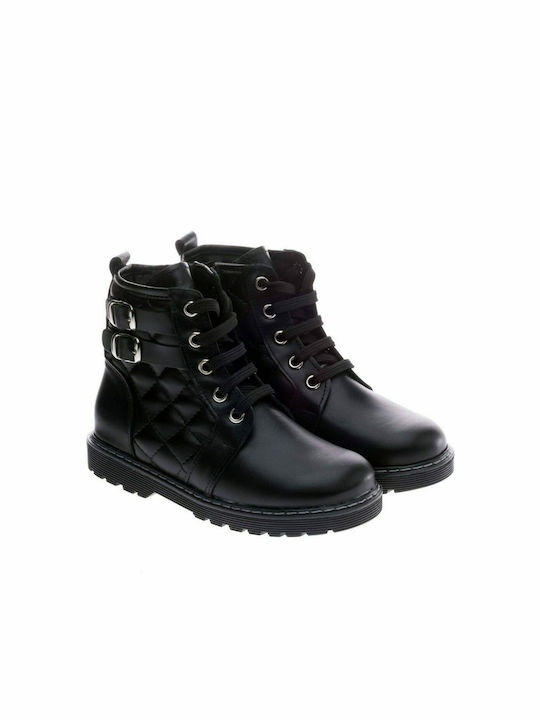 Leather Kids Boots with Zipper Black