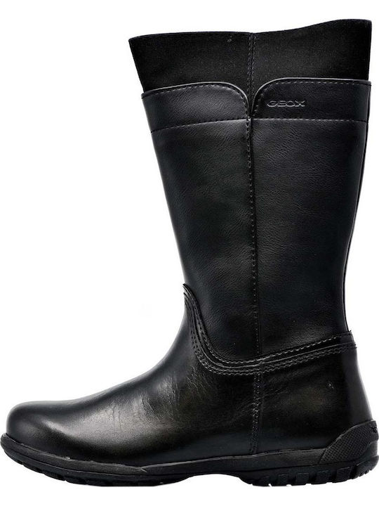 Anatomical Leather Kids Boots with Zipper Black