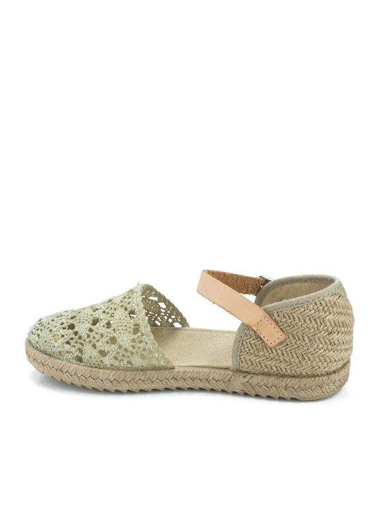 Kids Espradrilles with Adjustable Metal Clasp Beige