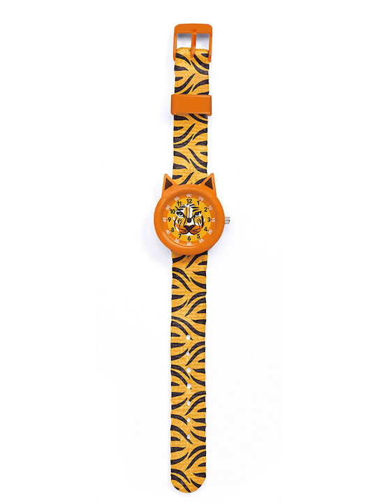 Djeco Kids Analog Watch with Fabric Strap Orange