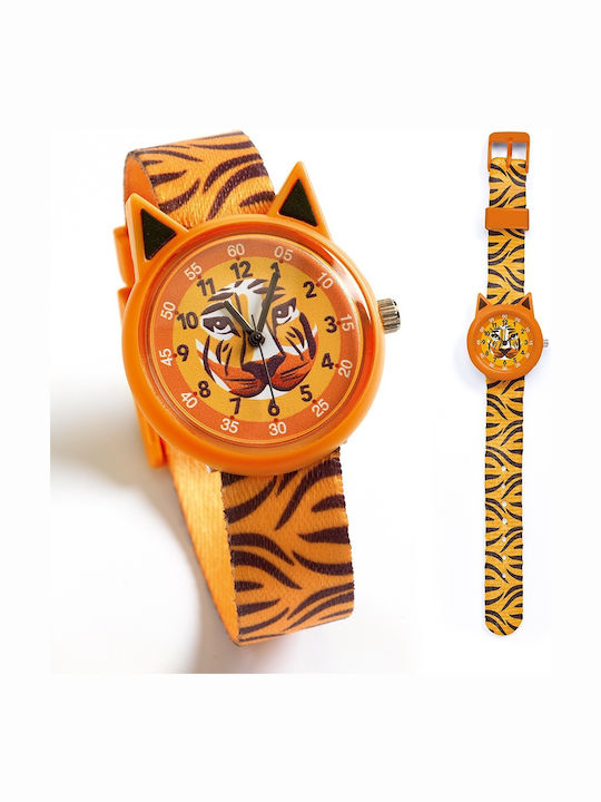 Djeco Kids Analog Watch with Fabric Strap Orange