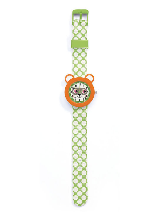 Djeco Kinder-Analoguhr mit Stoffarmband Grün