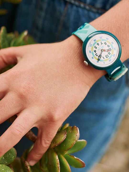 FlikFlak Kids Analog Watch Beary Cute with Fabric Strap Green
