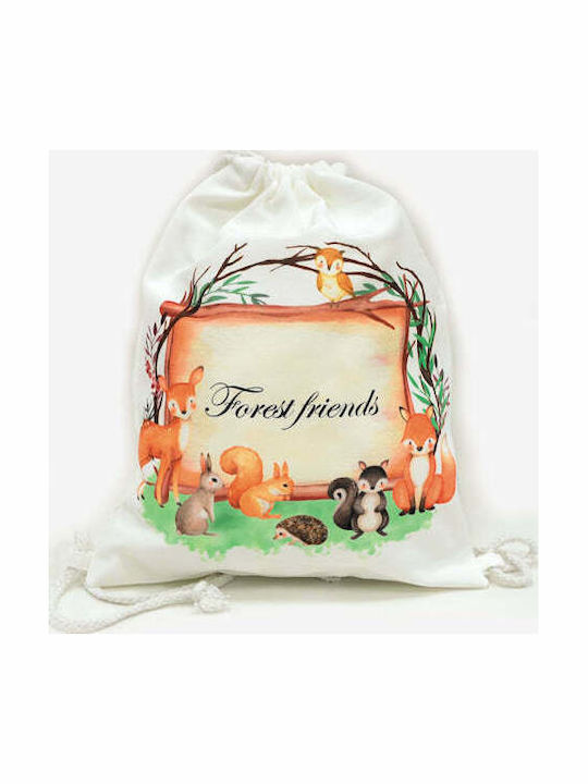 Paperpack Net Ζώα του Δάσους Παιδική Τσάντα Πουγκί Λευκή 25εκ.