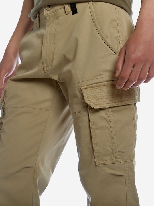 Trousers Cargo Elastic in Regular Fit Beige