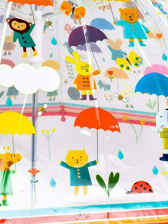 Djeco Kids Curved Handle Umbrella Rainy Day with Diameter 70cm Multicolour
