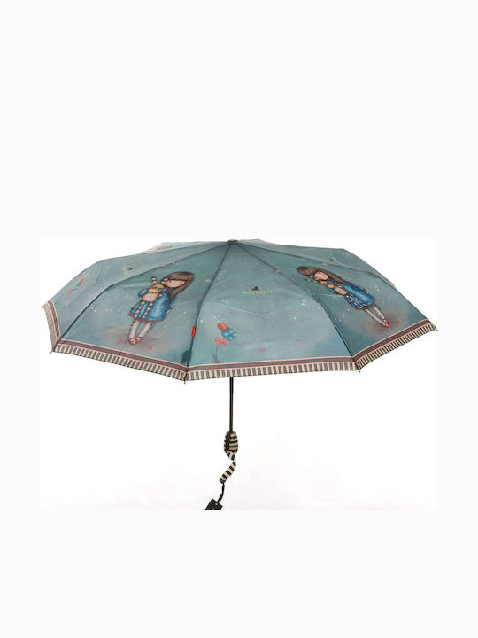 Santoro Kids Compact Auto-Open Umbrella Gorjuss Hush Little Bunny Blue