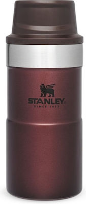 Stanley Classic Trigger Action Travel Mug Glas Thermosflasche Rostfreier Stahl BPA-frei Rot 250ml mit Mundstück 10-09849-013