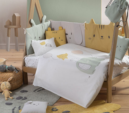 Nef-Nef Homeware Декоративна Възглавница за Люлка Hello World Зелен 30x30см 030527